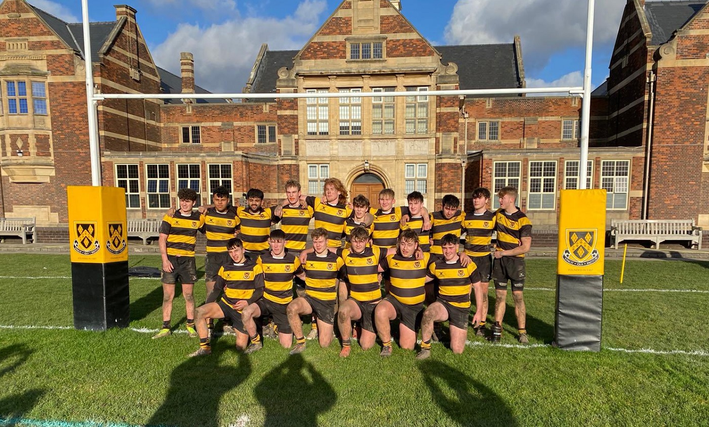 U18 rugby players celebrate win against Norwich School