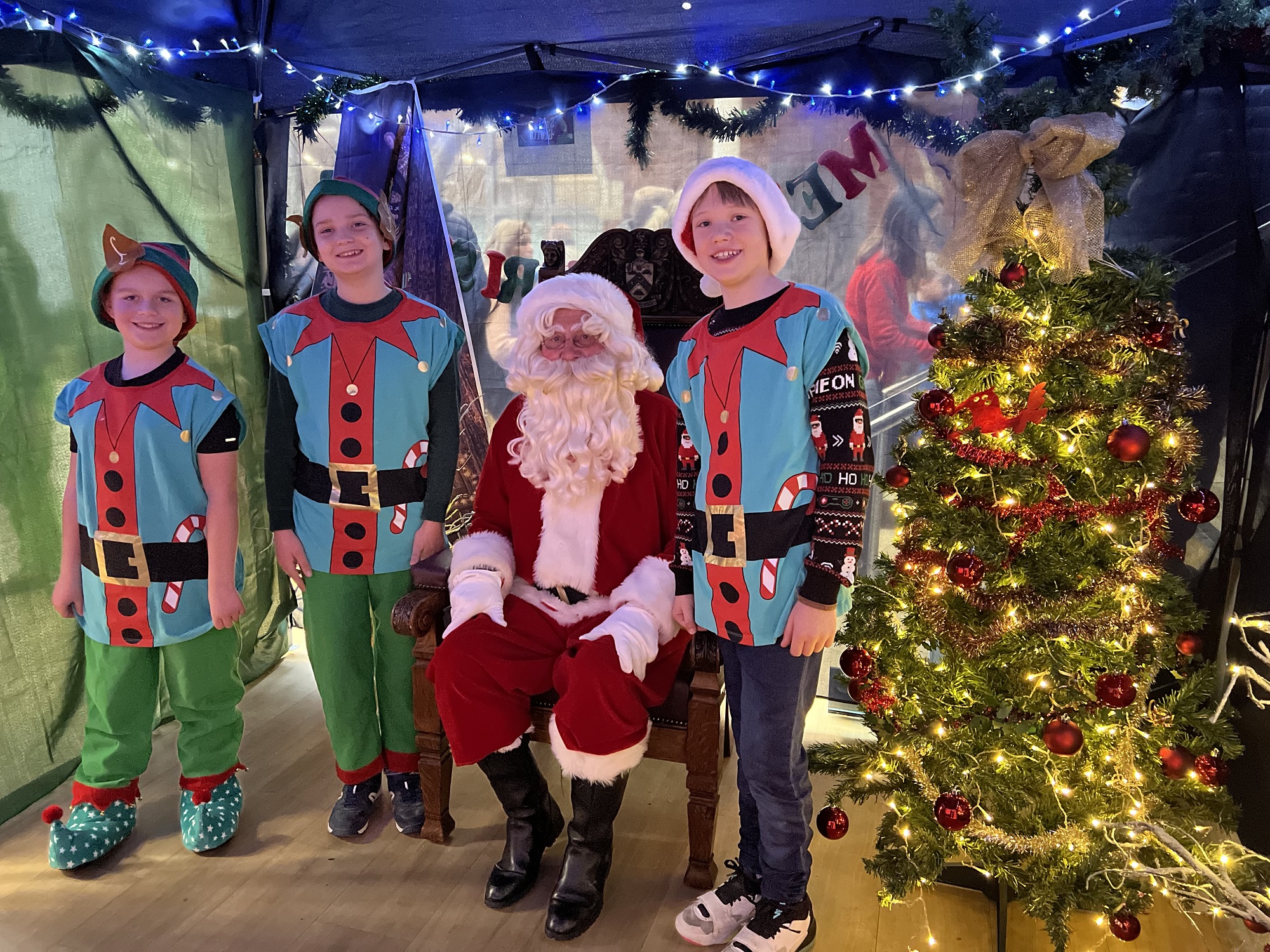 Santa with his elves at the 2022 SPA Christmas Fair