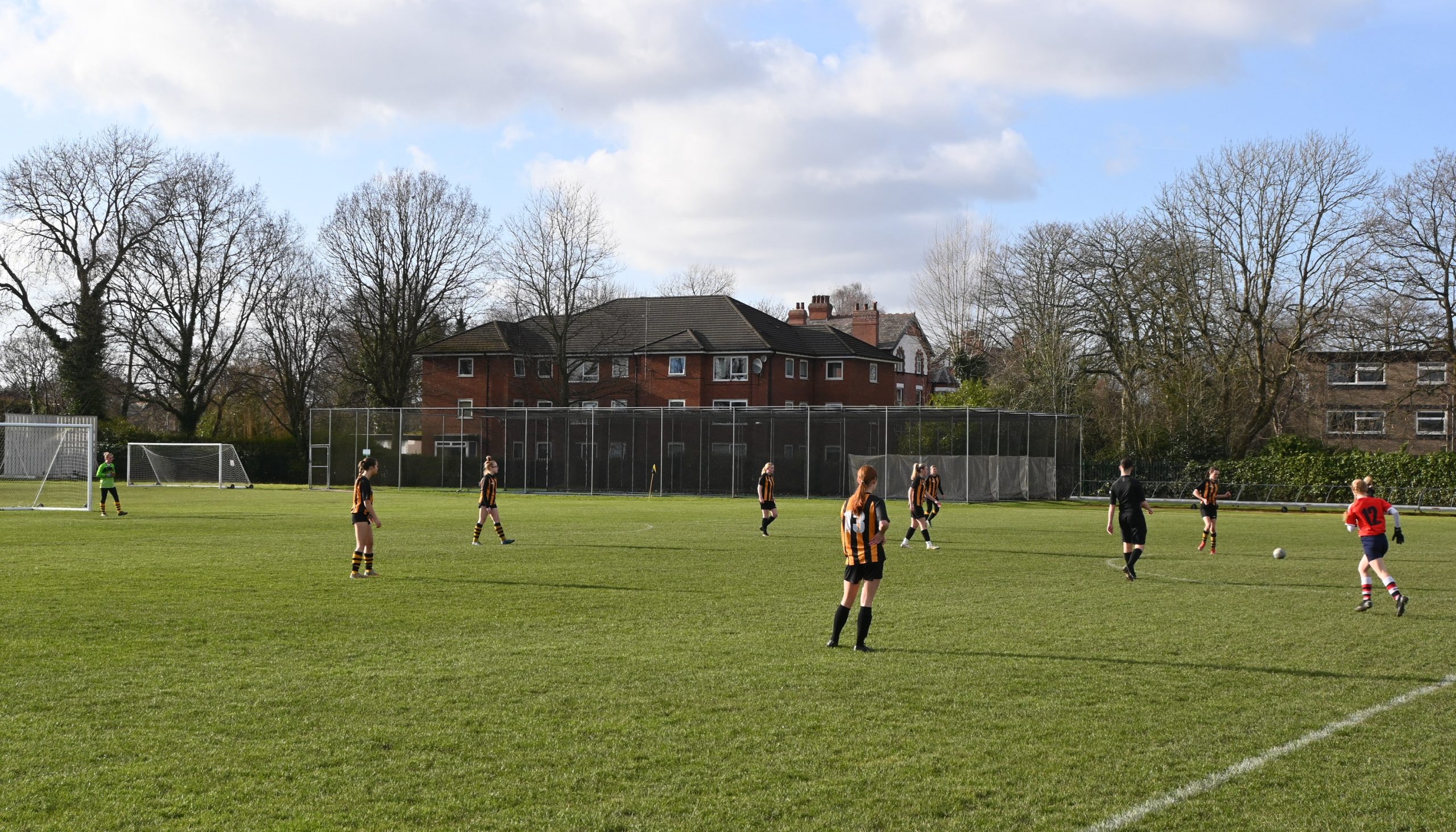The girls' football 1st XI take kick off in an ISFA National Cup match