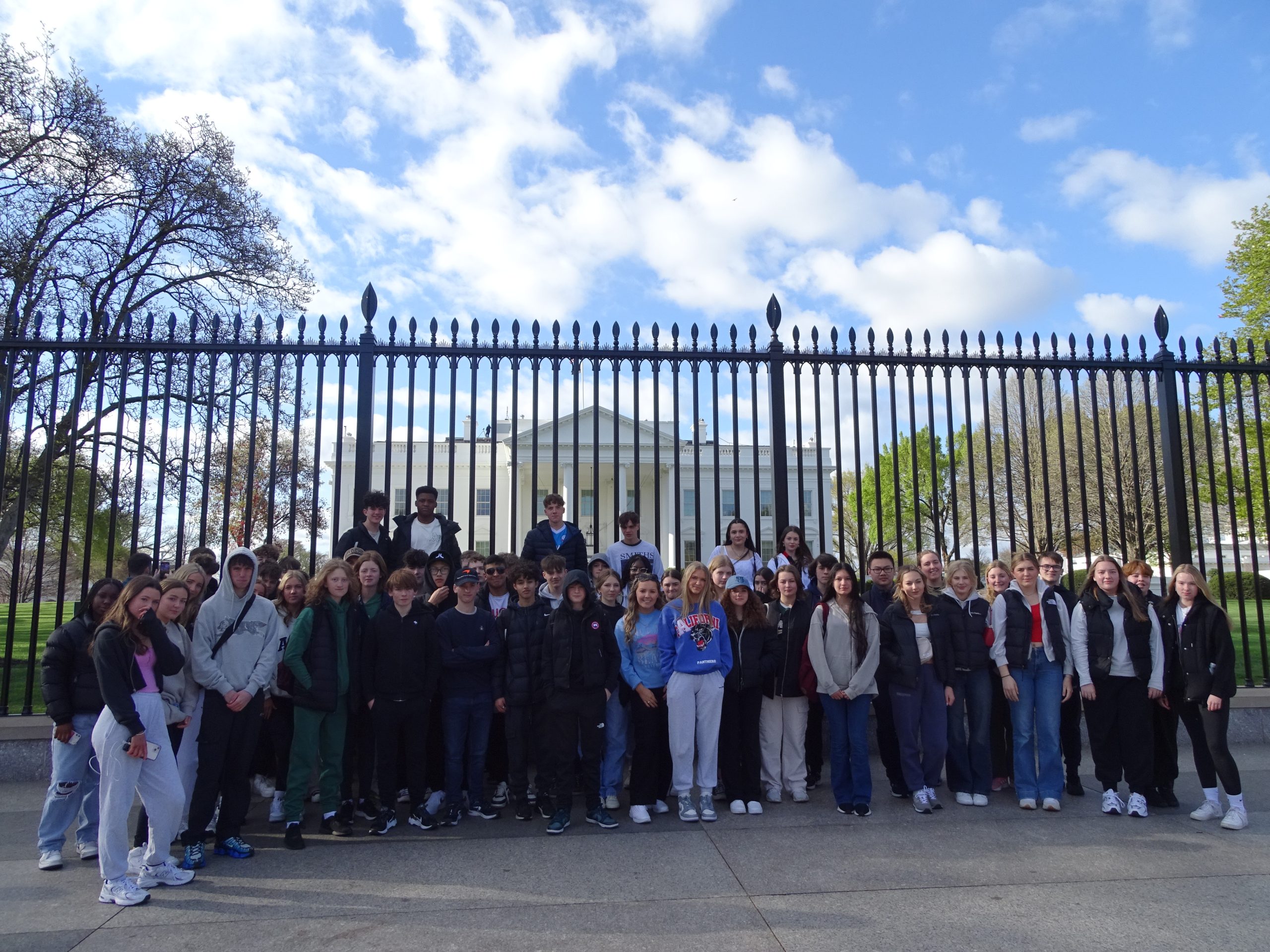History students at the White House during their trip to America