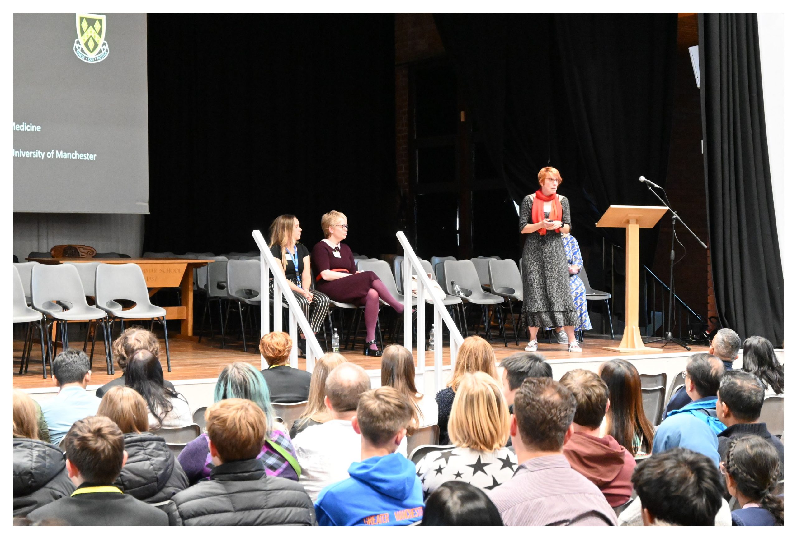 A talk in the Main Hall during the 2023 Careers Convention
