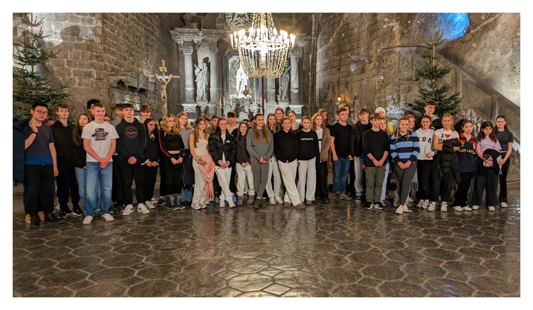 Pupils pose for a photo during the Religious Studies and History trip to Krakow