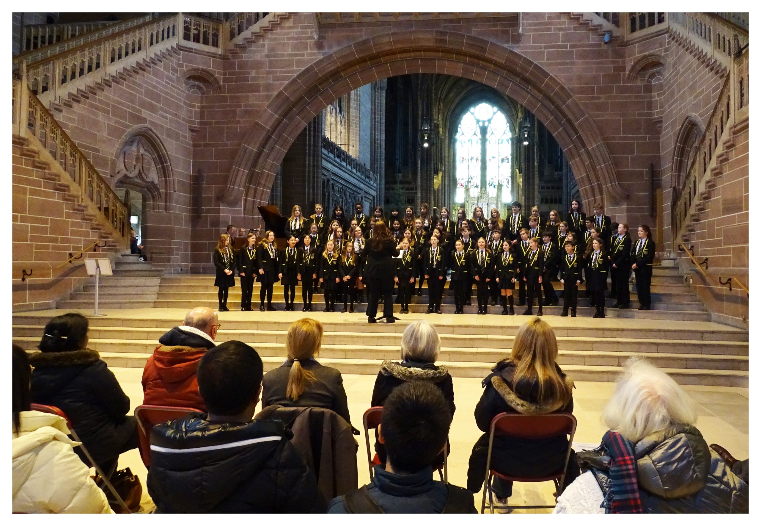 Pupils performing in Liverpool Anglican Cathedral