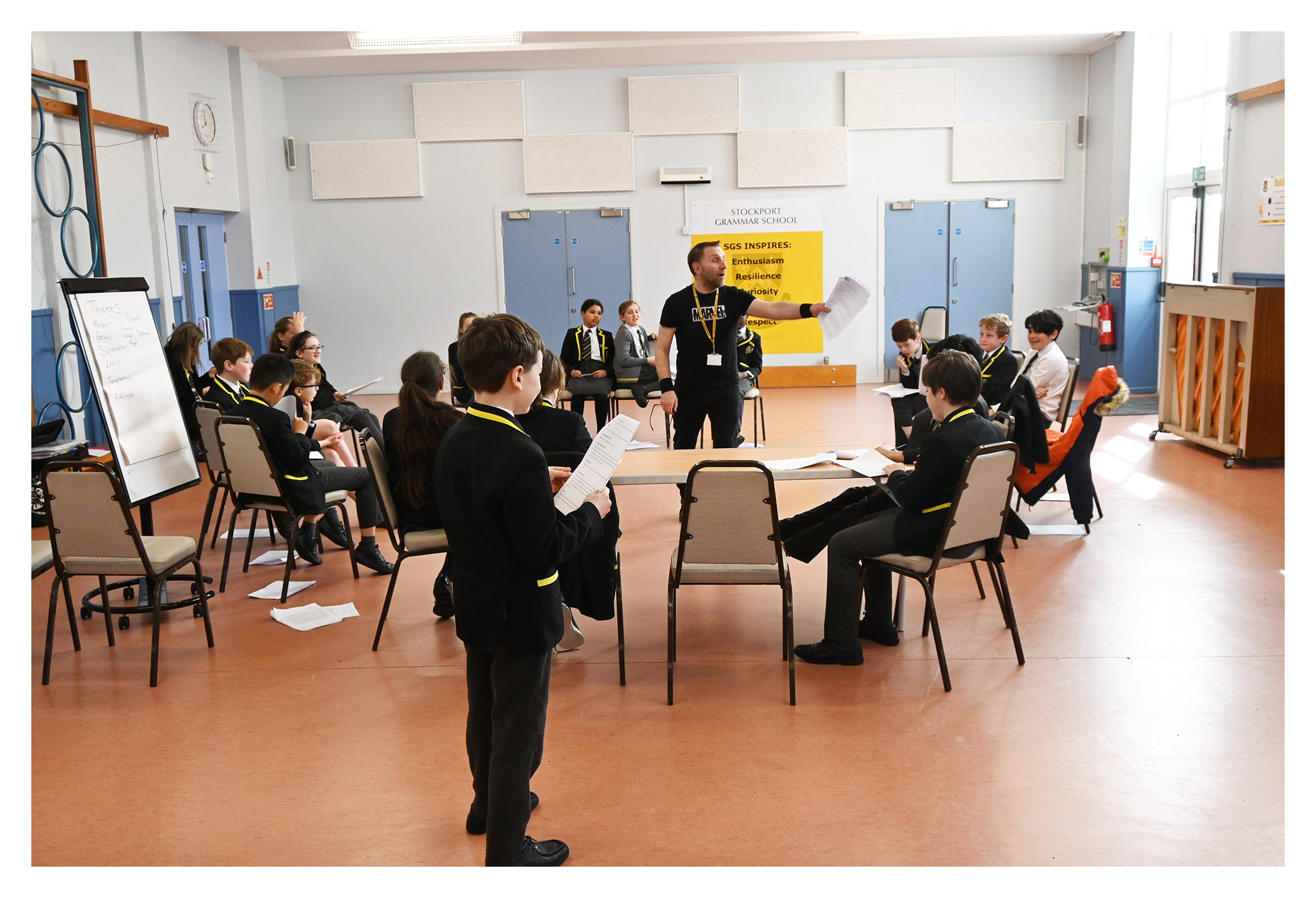 Year 6 pupils taking part in a Macbeth workshop